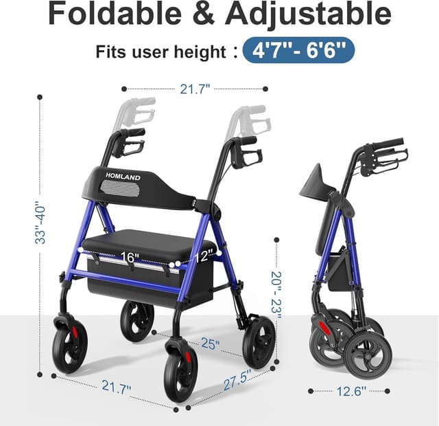 Detalle de HOMLAND rollator walker 350 lb capacity