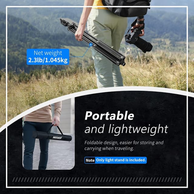 Detalle de NEEWER Collapsible Metal Photography Light Stand (6.2ft/1.9m) with Inner Spring Cushion