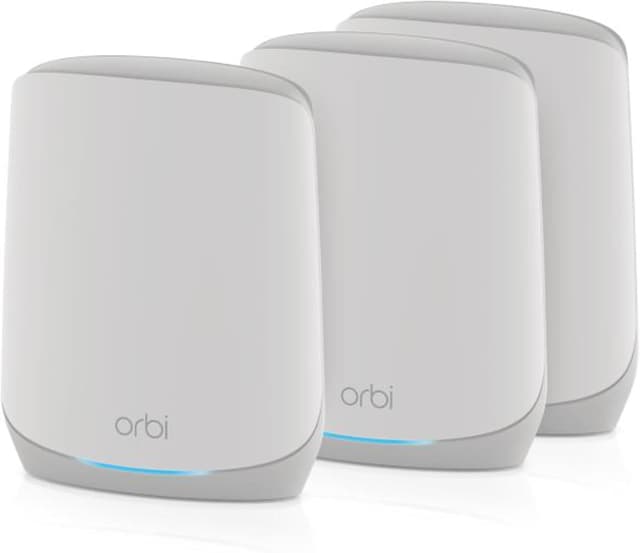 Detalle de NETGEAR Orbi Mesh WiFi 6 System (RBK763S) with 2 extenders – covers up to 6,000 sq ft