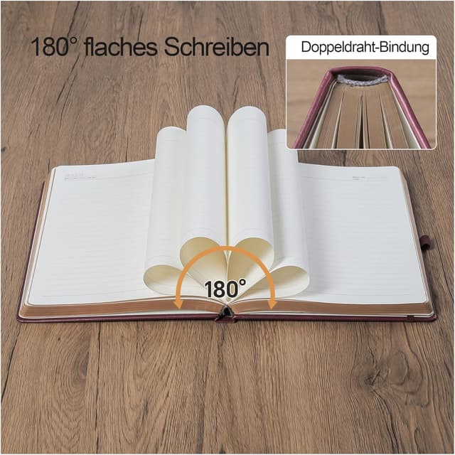 Detalle de HwxBen Notizbuch im B5-Format (19,6 x 25,4 cm) – liniert, 360 Seiten mit Stifthalter