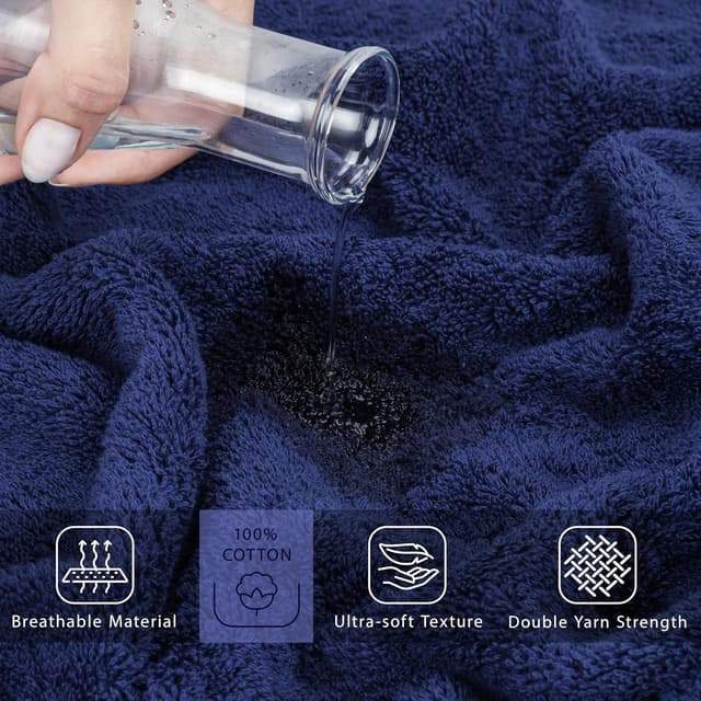 Detalle 2 de Cotton Paradise 100% Cotton Oversized Bath Sheet, 40x80" Turkish Towel (Navy)