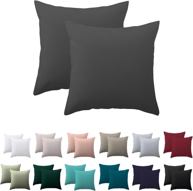 Detalle de Nesture Kissenbezug 80x80 Anthrazit 2er Set