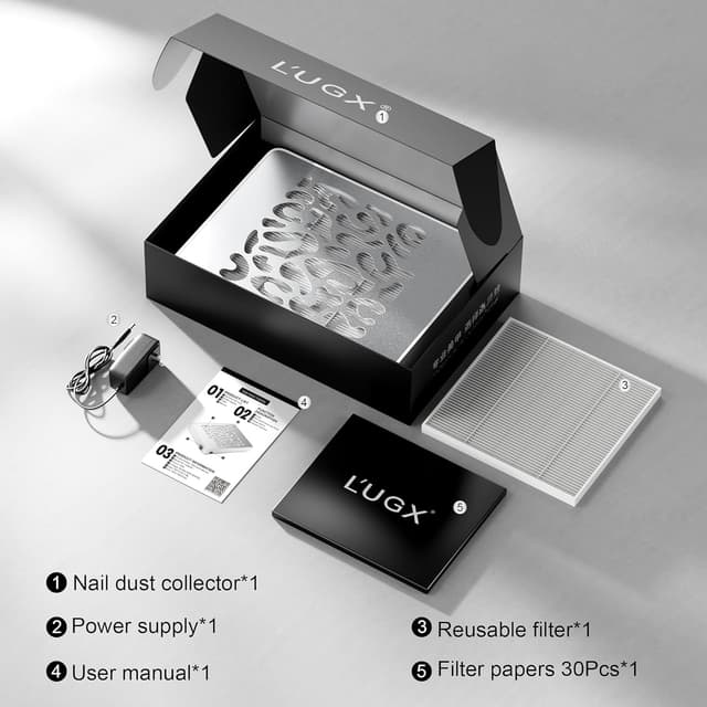 Thumbnail 6 de L'UGX Professional Nail Dust Collector with 30 Filter Papers, 650Pa Turbo Suction Manicure & Pedicure