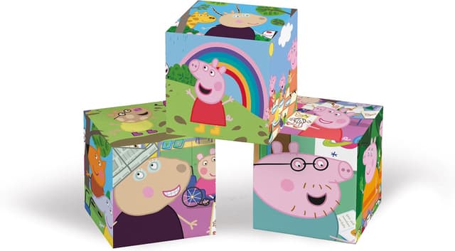 Detalle 2 de Clementoni Peppa Pig 12 Würfel Puzzle (41195) – 12 Würfel für 6 Bilder, Spiel für Kinder ab 3 Jahren