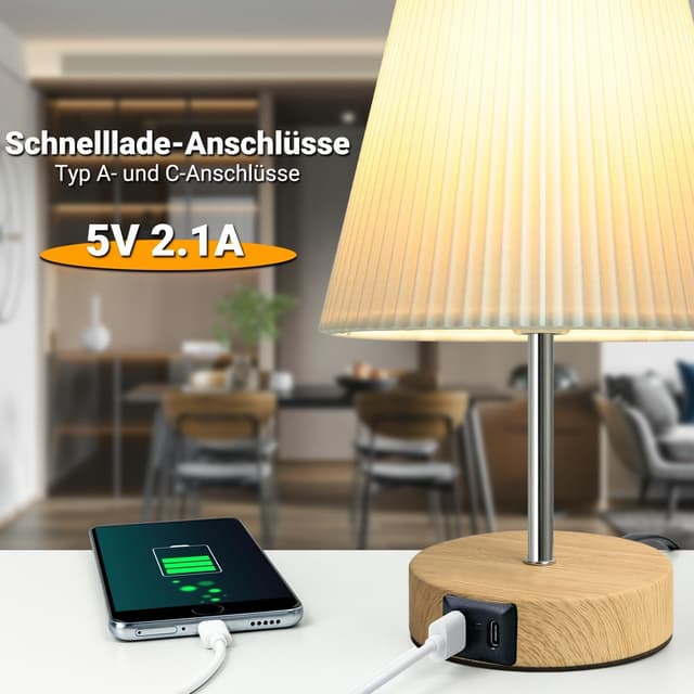 Detalle 2 de HSLighting Nachttischlampe Touch Dimmbar 2 Stück