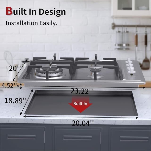 Detalle 2 de Piano cottura gas 4 fuochi acciaio 585 mm