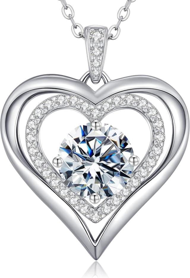 Thumbnail 6 de CDE Collana da donna con cuore in moissanite e argento 925: ciondolo per regali e occasioni speciali