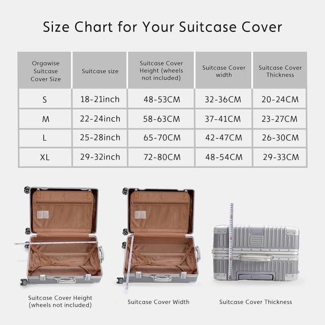 Detalle de OrgaWise Elastic Travel Luggage Cover for 18–32 Inch Suitcases with Zipper & Luggage Tag