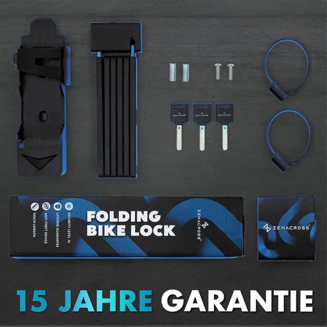 Detalle 2 de Zenacross Faltschloss für Fahrrad (100 cm) mit Halterung – SteelSecure-Technologie
