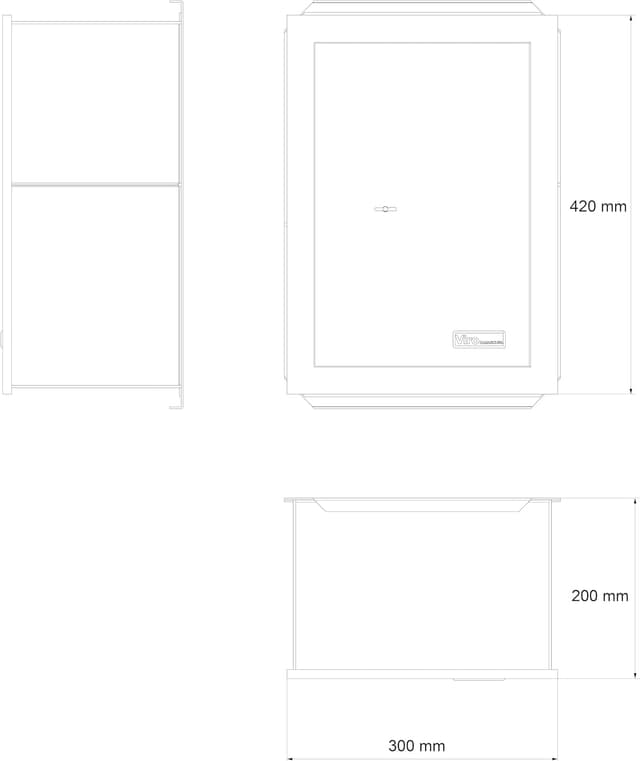 Detalle 2 de Viro Casasicura cassaforte a muro con chiave a doppia mappa, meccanica d’incasso 420×300×200 mm