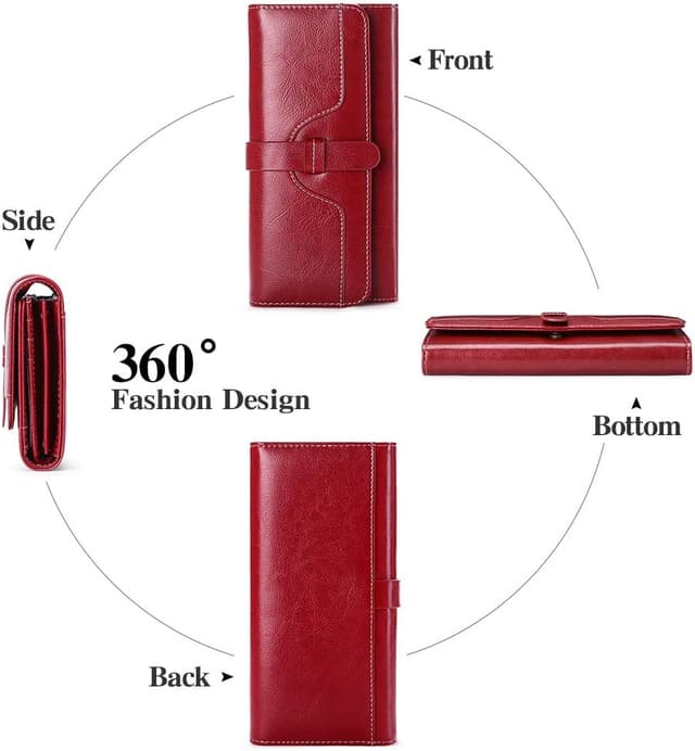 Detalle 2 de SENDEFN RFID Blocking Women’s Purse Wallet with 12 Card Slots and Zipper Compartment