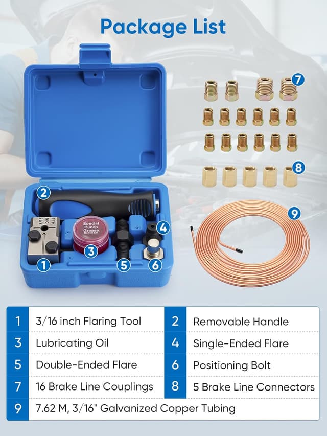 Detalle de Wvoillty kit outil double sertissage pour conduites de frein DIN Ø 4,75 mm (3/16")
