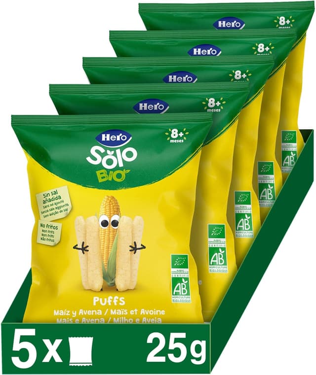 Imagen de Hero Solo Puff Snack 5x25 g para bebés 🍪 en OfertitasTOP