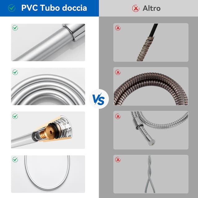 Thumbnail 4 de Asta doccia Auralum da 70 cm con doccetta e saliscendi, colonna senza miscelatore in acciaio inox cromo
