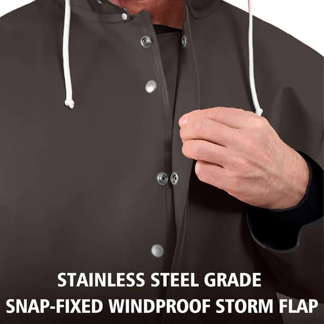 Detalle de Men’s Commercial Fishing Rain Suit (Pro Brigg 44) – 0.70mm Heavy-Duty Waterproof Jacket & Bib Overalls Set