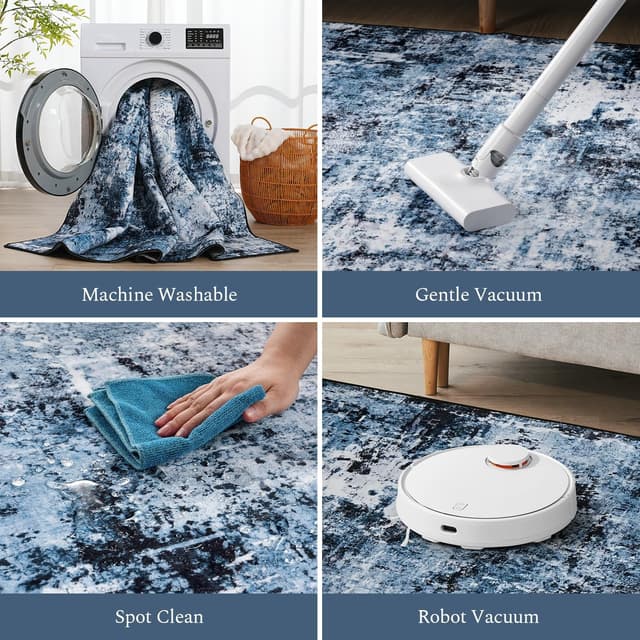 Detalle 2 de Rugflix 8x10 Area Rug Navy Blue/Black 🏠