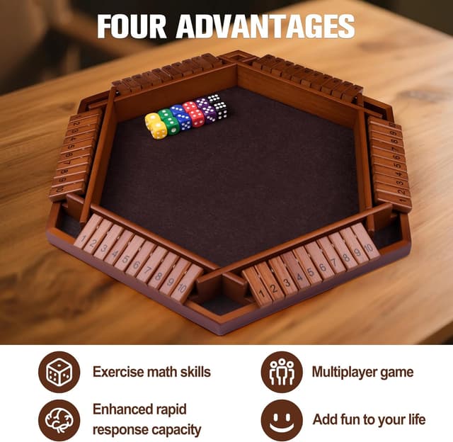 Detalle 2 de Havnidy Shut The Box jeu de dés bois pour 6