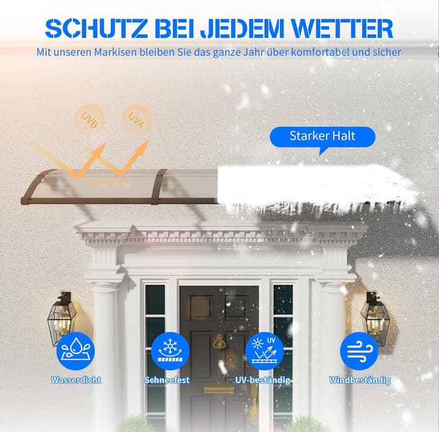 Detalle de Vordach für Haustür 200x100 cm Fenstervordach