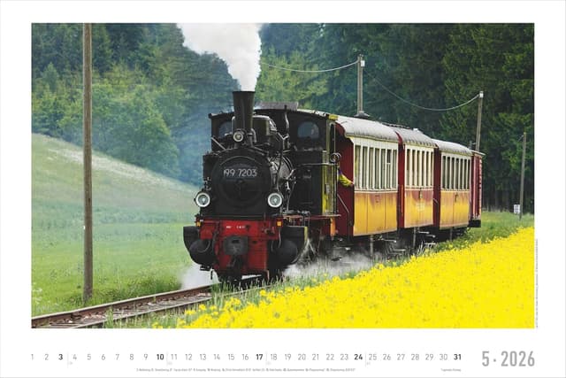 Thumbnail 2 de Alpha Edition Faszinierende Dampfloks Wandkalender 49,5×33 cm