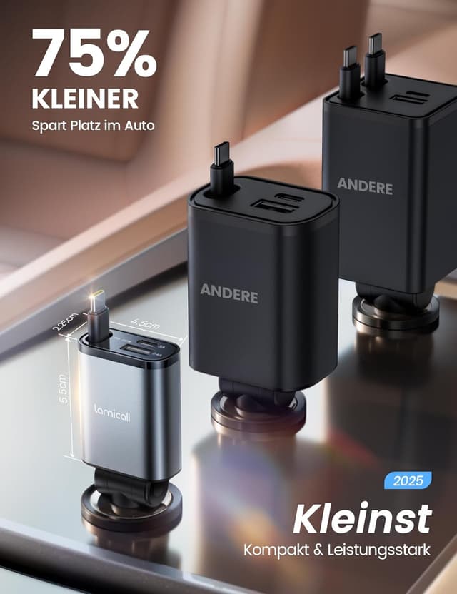 Thumbnail 1 de Lamicall 3-in-1 Auto‑Ladegerät 50W mit USB‑C-Kabel