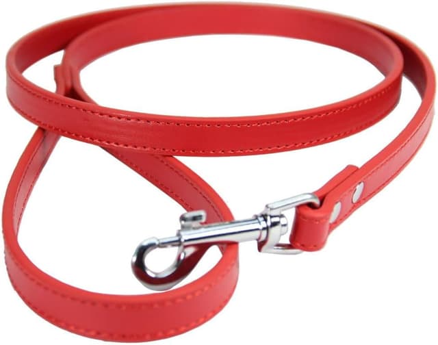 Detalle de PU Leather Dog Lead in Orange (1.5cm x 120cm) with Metal Hook Buckle