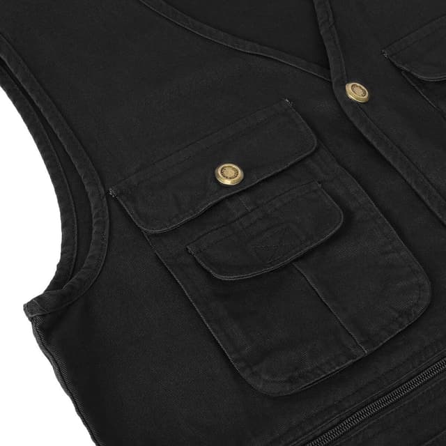 Detalle 1 de YOUTHUP Gilet homme de loisir léger avec 10 poches pour plein air (pêche, randonnée, chasse, photographie)