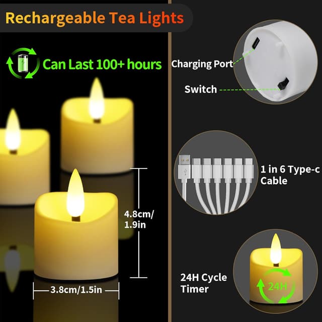 Thumbnail 1 de daphomeu Candele LED ricaricabili 12 🕯