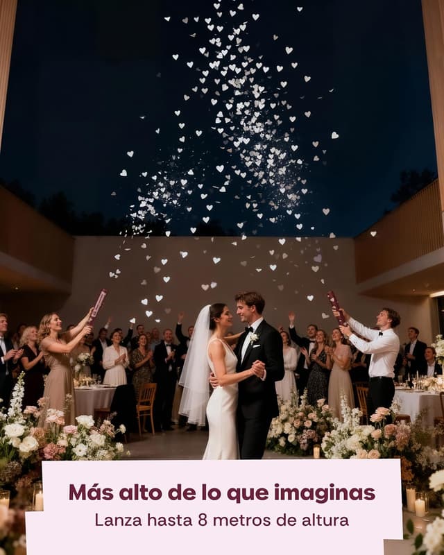 Thumbnail 2 de 5 Cañones de Confeti Corazones Blancos 5-8 m