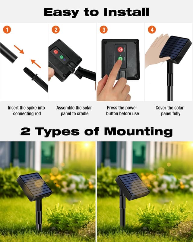 Detalle de bitjam 2er Set Solar Lichterkette außen (5 m, 50 LEDs) – IP65, 8 Modi, Timerfunktion