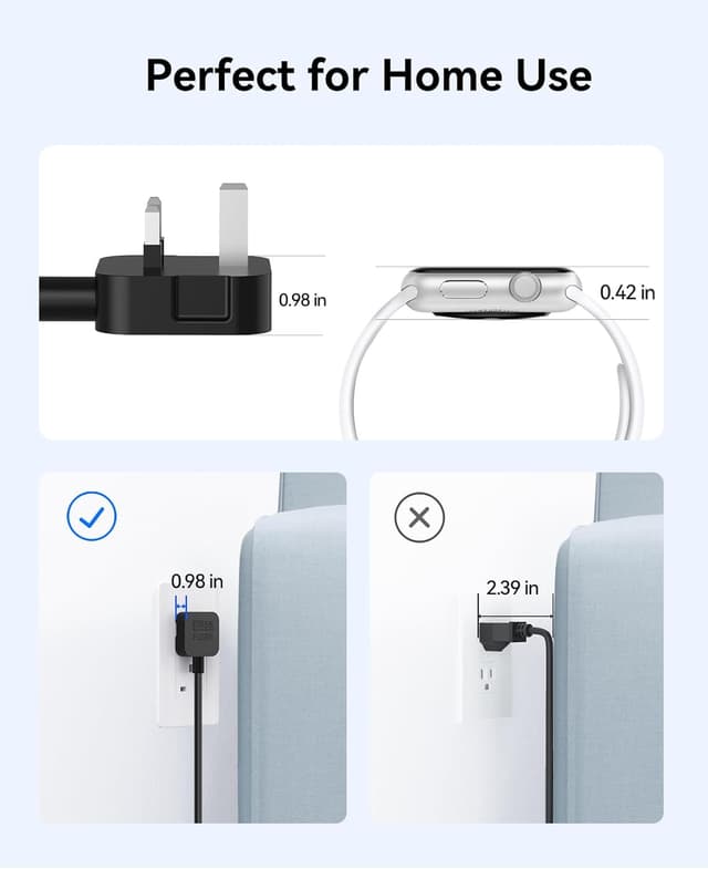 Detalle de ORICO Travel Extension Lead with USB Slots (2 outlets, 3 USB ports, 13A) – rollable power strip for travel and home