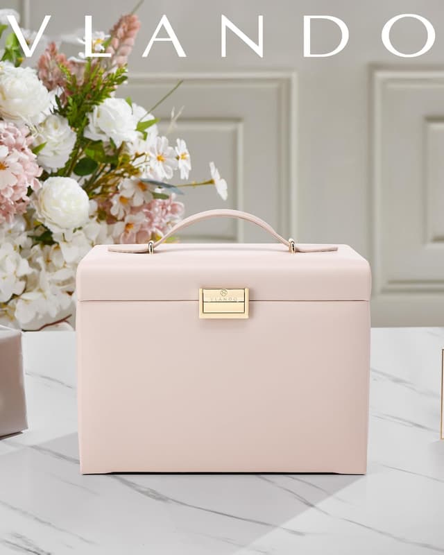 Detalle de Vlando joyero grande 4 niveles beige