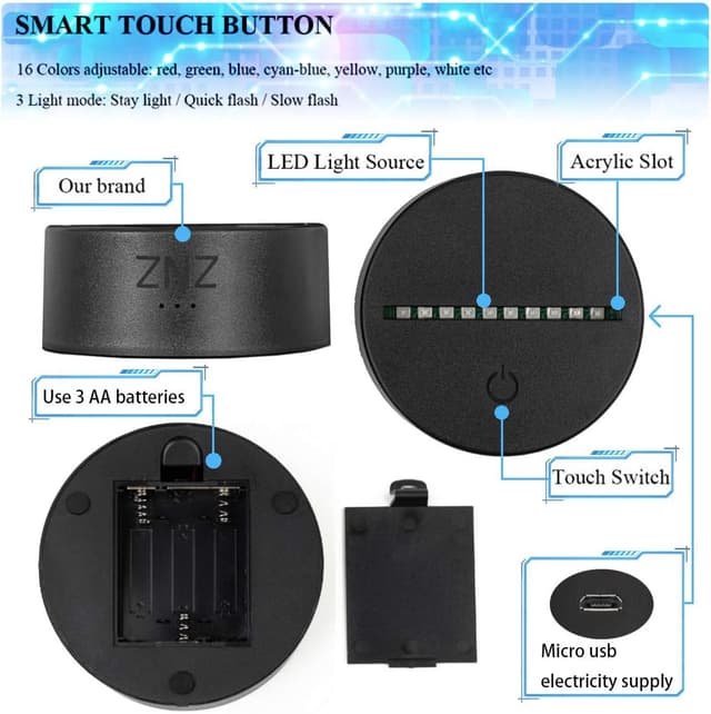 Detalle de ZNZ 3D Lamp LED Illusion Night Light (16 colours, 3 modes) with Remote & Smart Touch — including 6-inch Death Star design