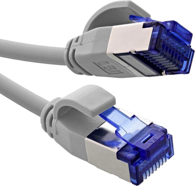 Detalle de InLine Patchkabel Slim Cat.6A S/FTP, TPE (LSZH) flexibel, PoE-fähig, RJ45 Gigabit, 25 m (grau) – 74925
