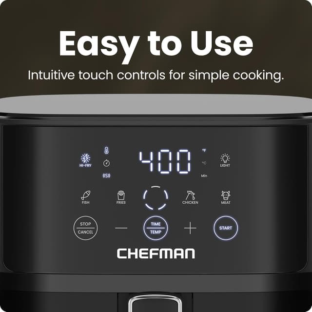 Detalle 2 de Chefman 6 QT Compact Air Fryer with Hi-Fry Technology, Easy-View Window & Touch Controls (Black)