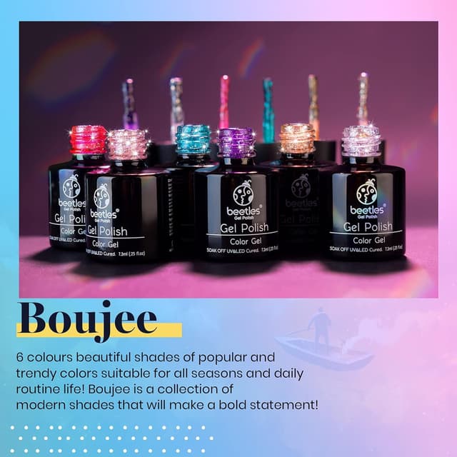 Detalle 2 de beetles Gel Polish Glitzer Gel Set 6 Farben