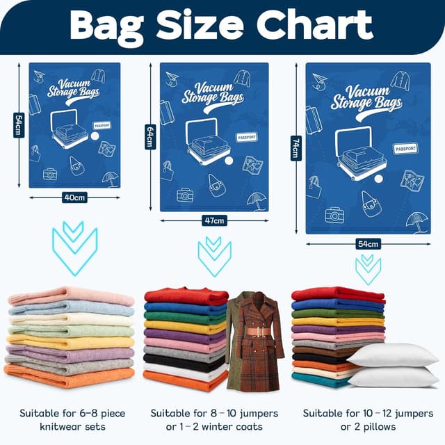 Detalle de Vacuum Storage Bags 12 Piece Kit