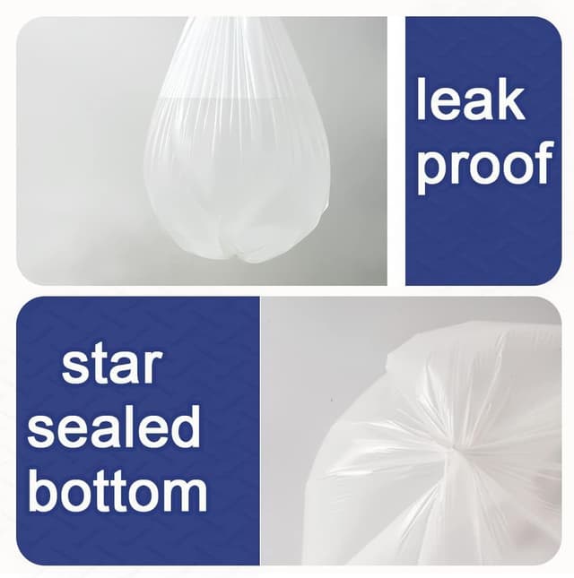 Detalle de OKKEAI small pedal bin liners bathroom bin bags (8l) – clear plastic rubbish bags