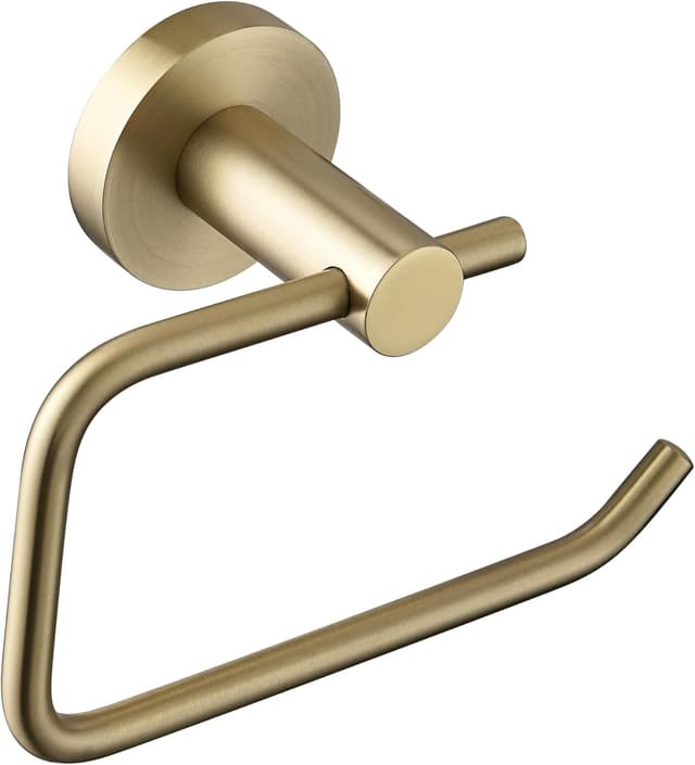 Detalle de Round Toilet Roll Holder in Brushed Brass finish