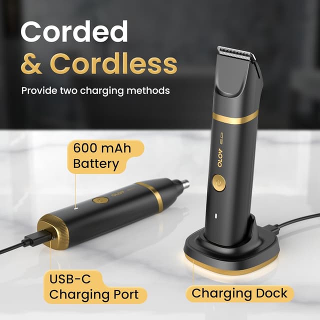 Detalle de Groin & Body Hair Trimmer for Men – Electric Shaver for Pubic, Groin, Chest, Legs with LED & Ceramic Blade Heads