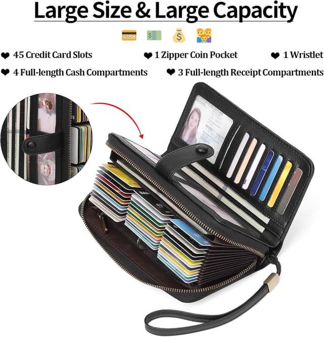 Detalle de GAEKEAO RFID card holder wallet with 45 slots