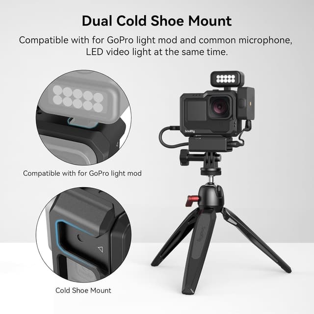 Detalle de SMALLRIG Cage pour GoPro Hero 12/11/10/9 Black 3083C avec 2 supports Cold Shoe