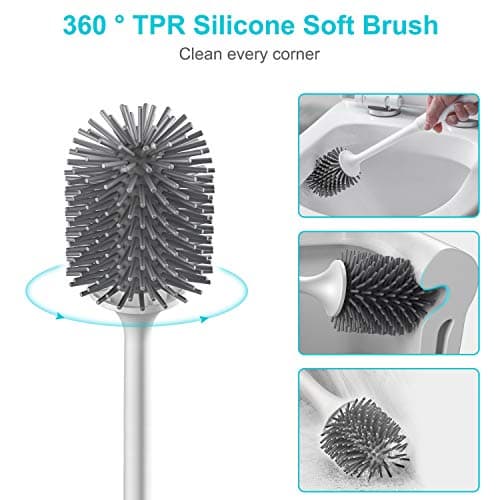 Detalle de EWEIMA Escobillas WC de silicona con secado rápido y portaescobillas (montaje en pared o suelo) — gris