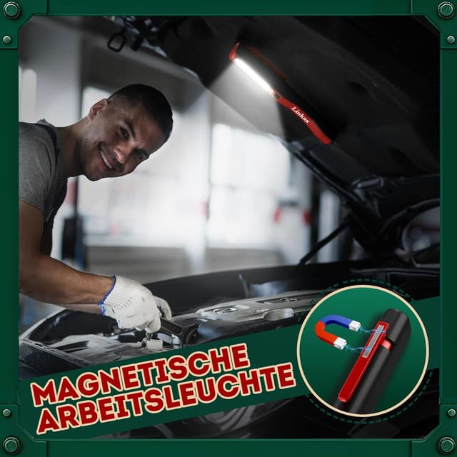Thumbnail 3 de Linkax LED Arbeitsleuchte Werkstattlampe (2er-Set) mit COB, Magnet-Clip und Akku