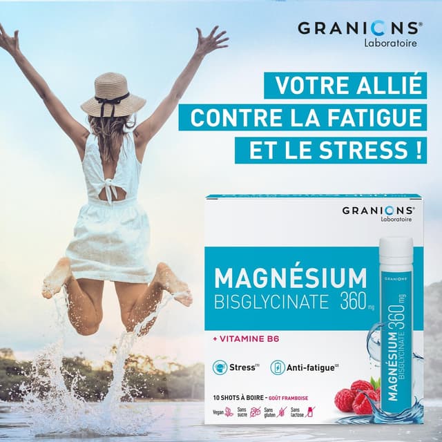 Detalle de Granions Magnesium Bisglycinate 360 mg + Vitamine B6 en shots (10 doses) – adulte, anti-stress et anti-fatigue