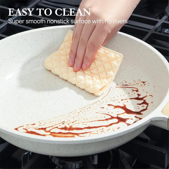 Detalle de SENSARTE Weiß Keramik Bratpfanne 28 cm – Antihaft Skillet für Omelette, Gas & Induktion