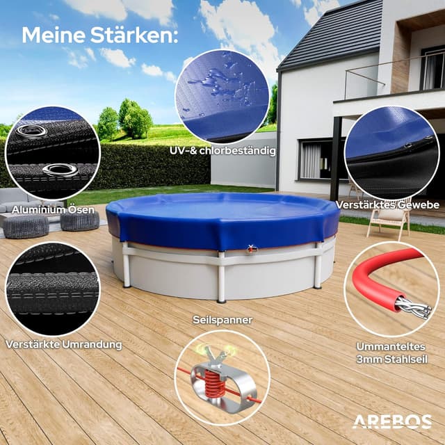 Detalle de Arebos Poolabdeckung rund Ø610 cm