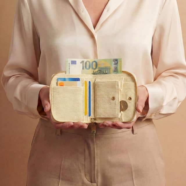 Detalle de MillyMilk® Kord Geldbeutel Fondo (Honiggelb) – mini Portemonnaie für Karten, Münzen & Scheine