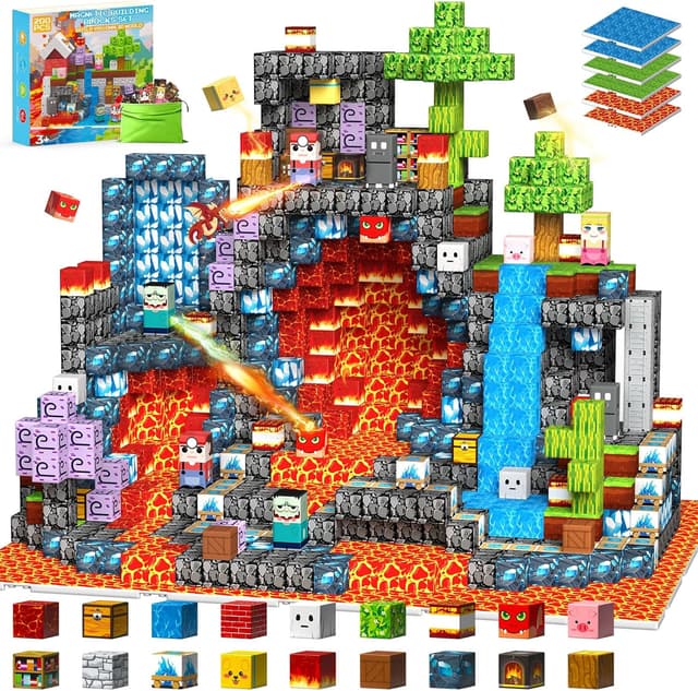 Detalle de iKidiki 200-piece Magnetic Blocks set with 6 expandable bases for ages 3–6