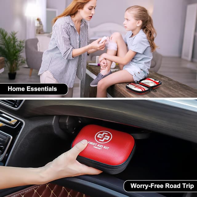 Detalle de Mini First Aid Kit (150-Piece) Waterproof Hard Case Essentials for Home, Car, Travel, Camping & More