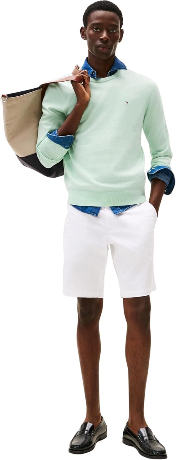 Detalle de Tommy Hilfiger Uomo Pullover Essential in cotone con girocollo